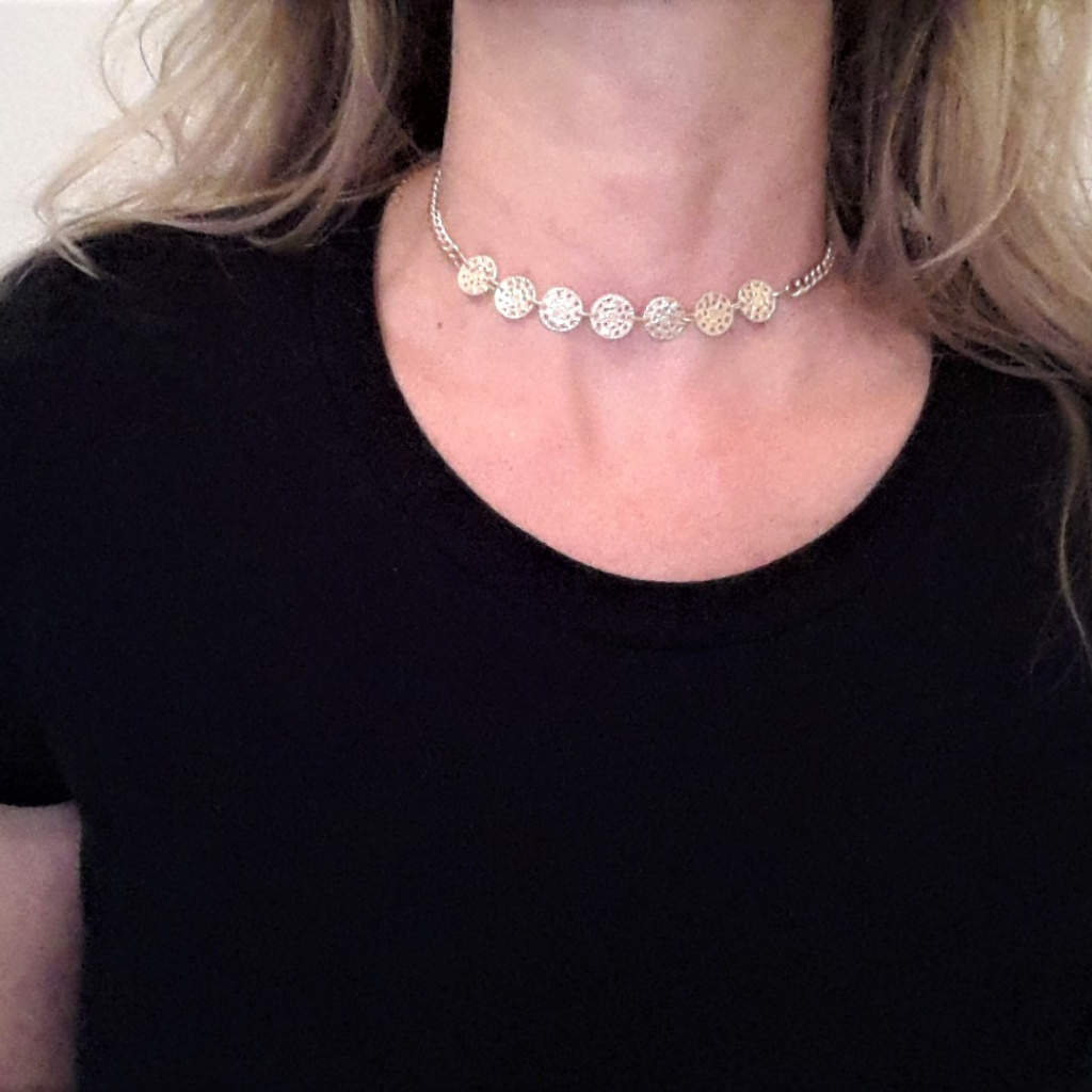 Exotic Gold Tone Charms Choker Necklace